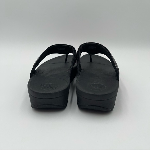 FitFlop Womens Size 9 Flare Suede & Rhinestone Thong Sandals Wedge Comfort - Picture 4 of 12